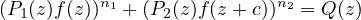          n1               n2
(P1 (z)f(z)) + (P2(z)f(z + c)) = Q (z)
