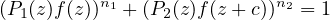 (P1(z)f (z))n1 + (P2(z)f(z + c))n2 = 1
